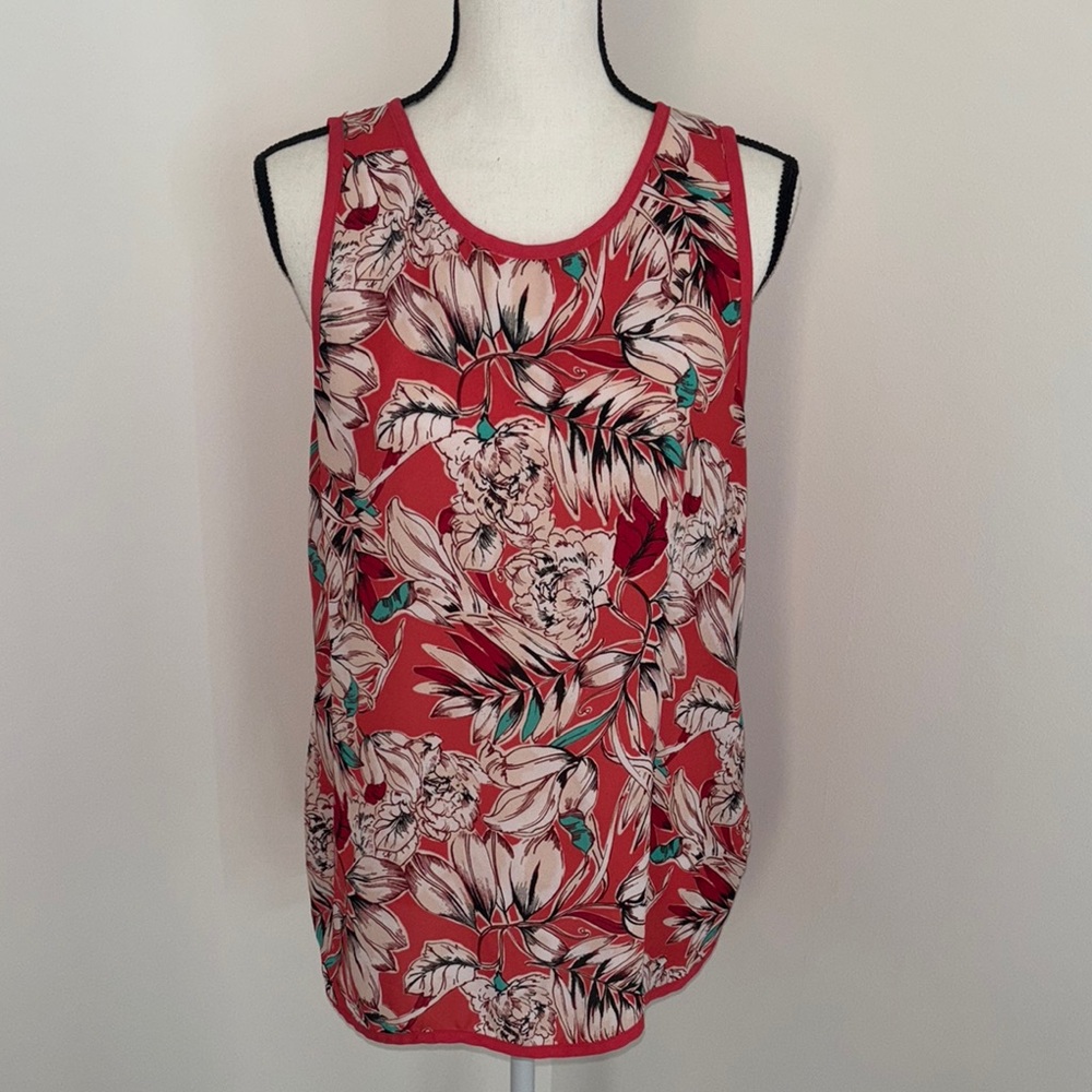 Liz Claiborne coral Floral Tank Top